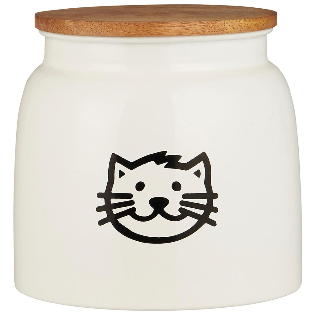 Canister for Cat Food White with Wooden Lid 2.2 litre | Annie Mo's
