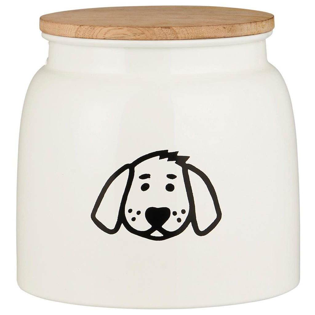 Canister for Dog Food White with Wooden Lid 2.2 litre | Annie Mo's