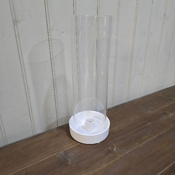 MEGAN Dolomite and Glass Hurricane Lamp 32cm B