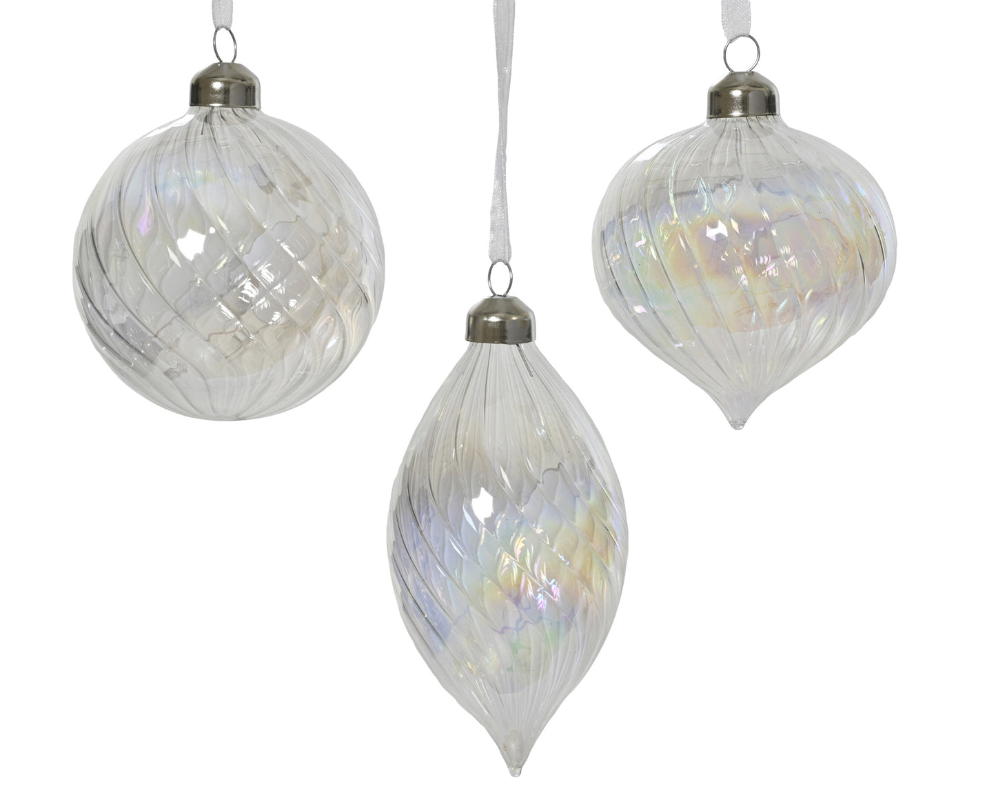 Three Assorted Swirl Glass Hanging Baubles 8cm | Annie Mo's