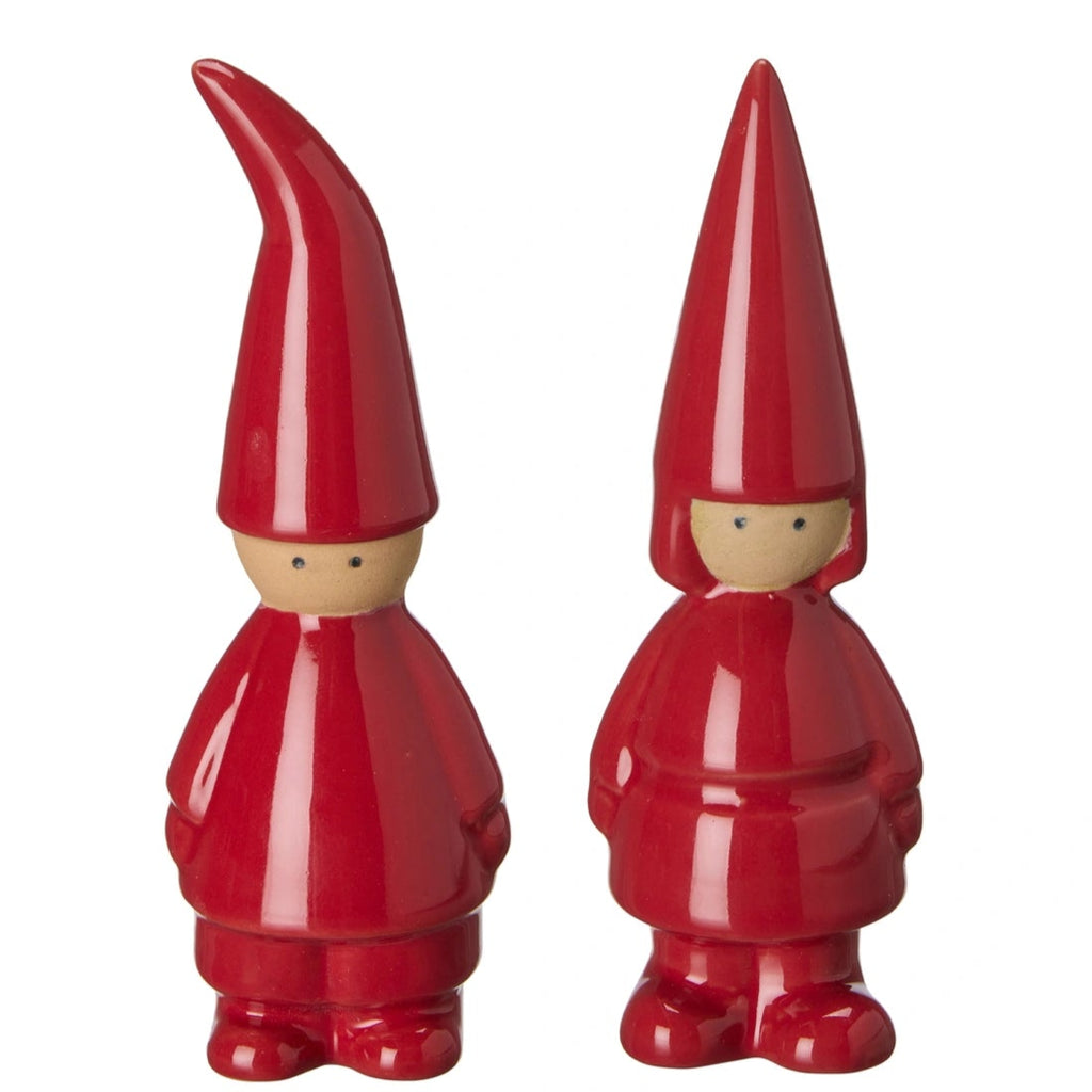 A Pair of Red Clad Stoneware Characters 11cm | Annie Mo's