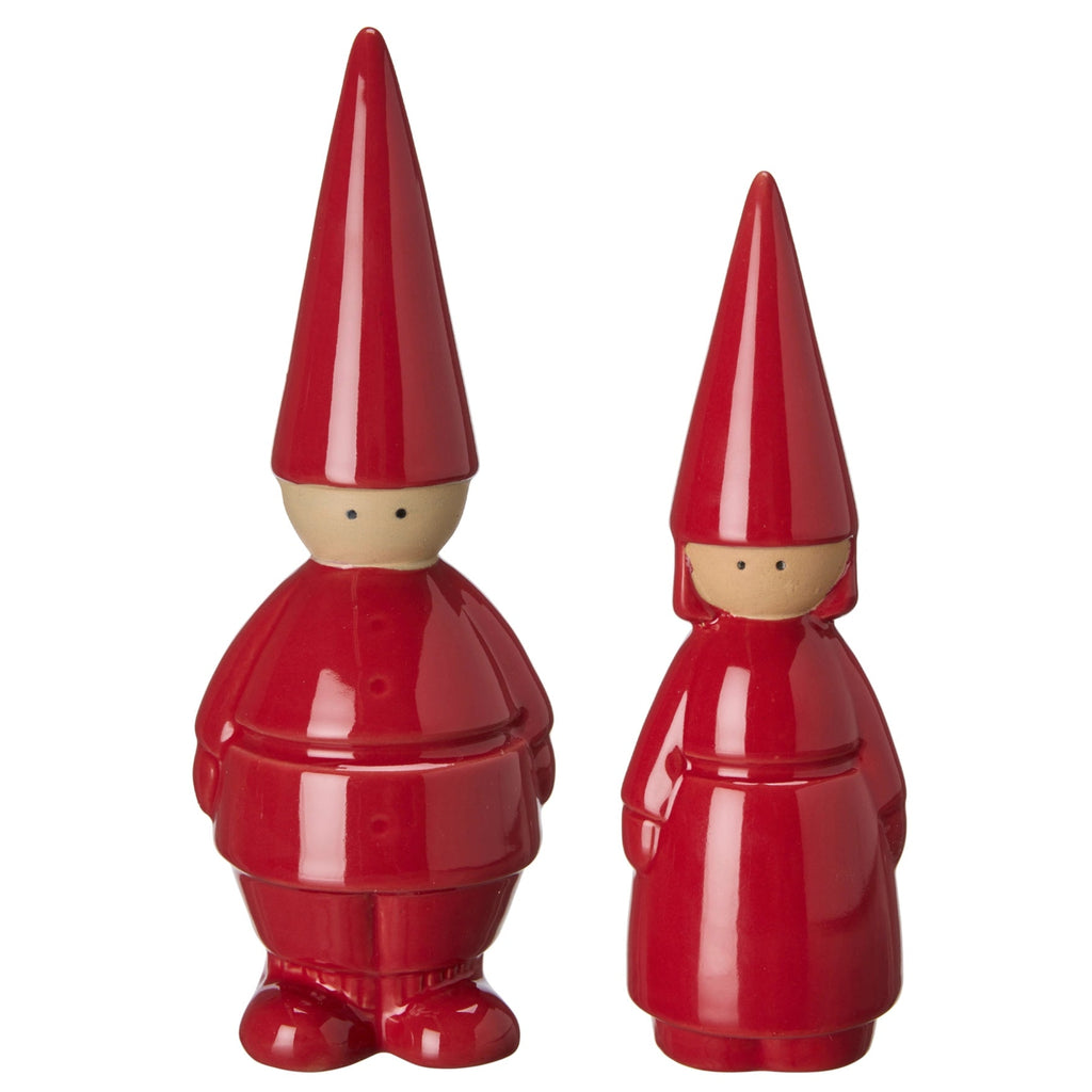 A Pair of Red Clad Stoneware Characters 19cm | Annie Mo's