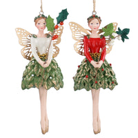 Two assorted Woodland Holly and Ivy Resin Fairies 13cm | Annie Mo's