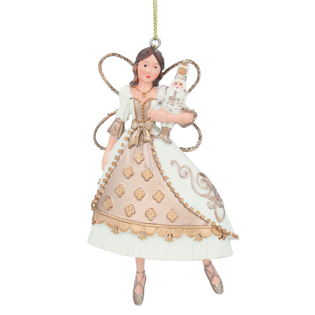 Cream and Gold Resin Nutcracker Fairy Dec 10cm | Annie Mo's