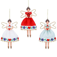 Set of Three Alpine Resin and Fabric Fairy Decs 13cm | Annie Mo's