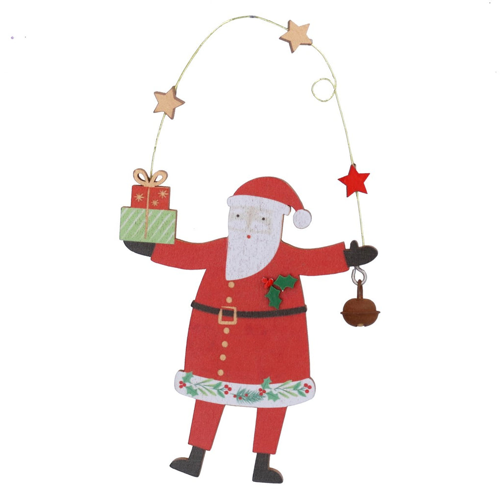 Wood Santa with Parcels Dec 15cm | Annie Mo's
