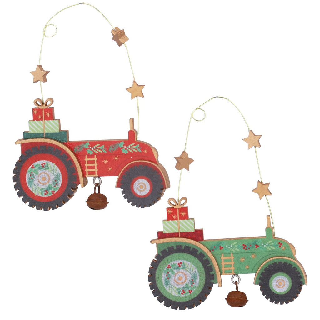 Two Assorted Wood Tractor Decs 11cm | Annie Mo's