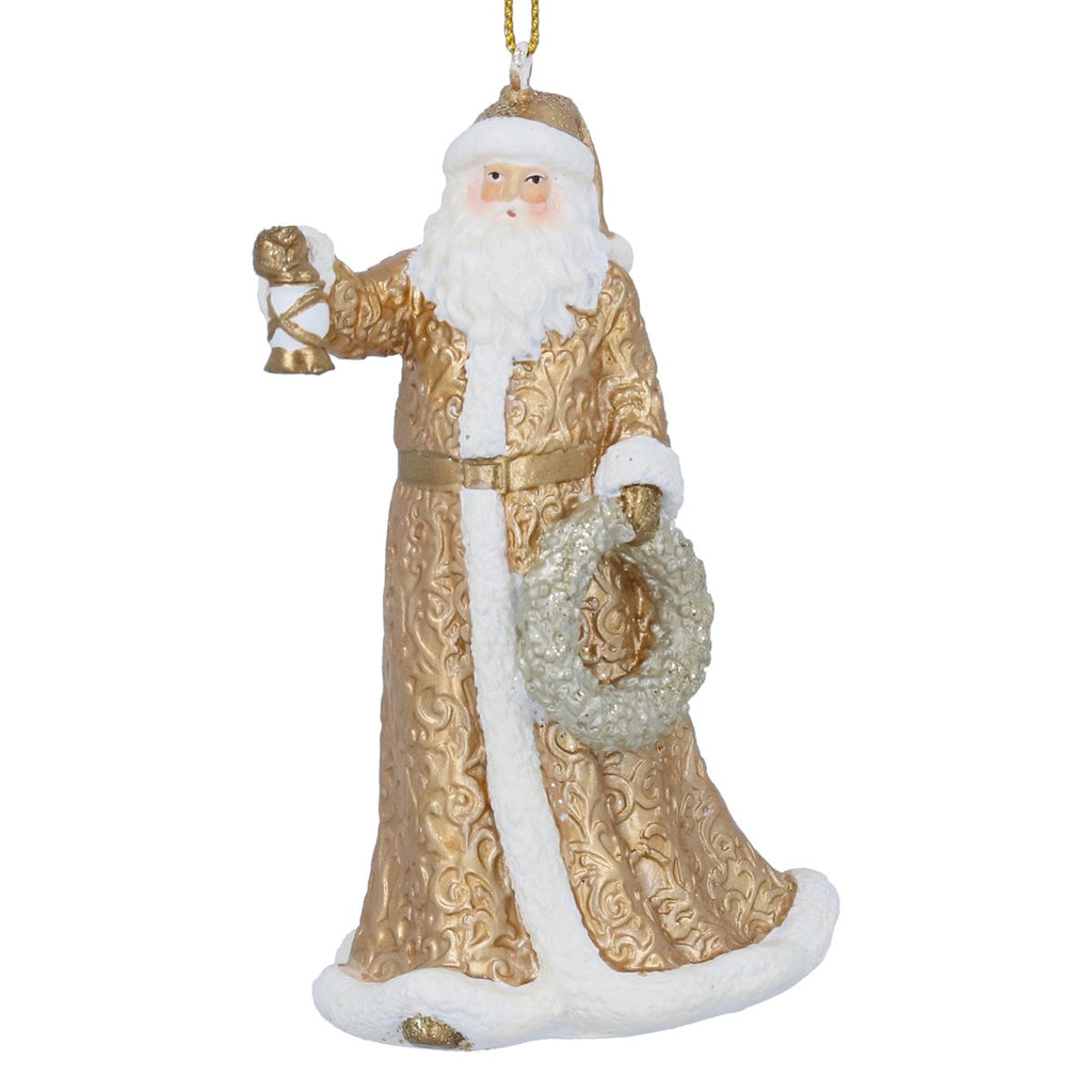 Resin Gold & White Santa Dec 10cm | Annie Mo's