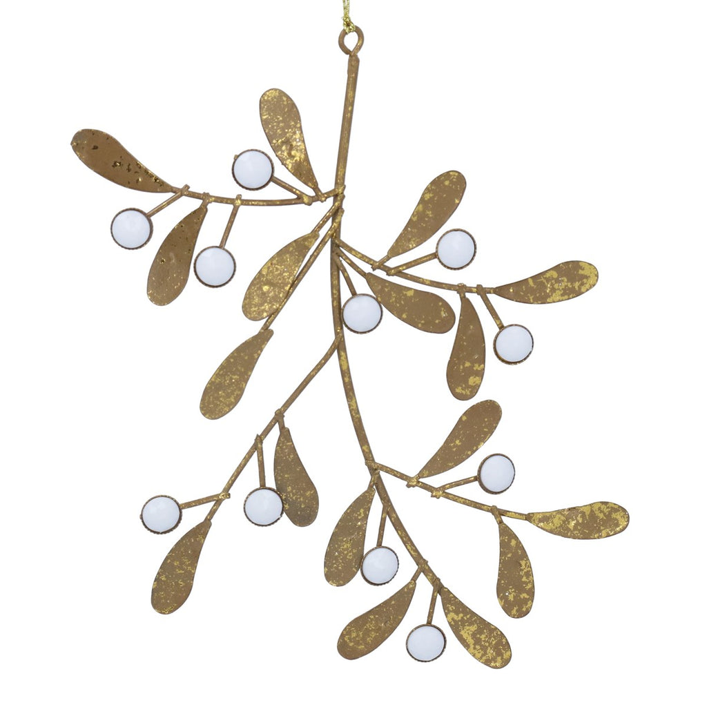 Gold Metal Mistletoe Branch Decoration 17cm | Annie Mo's
