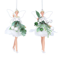 Two Assorted Snowdrop Berries Resin and Organza Fairies 14cm | Annie
