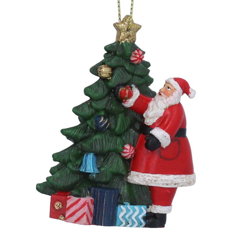 Nostalgia Resin Santa with Tree Dec 8cm | Annie