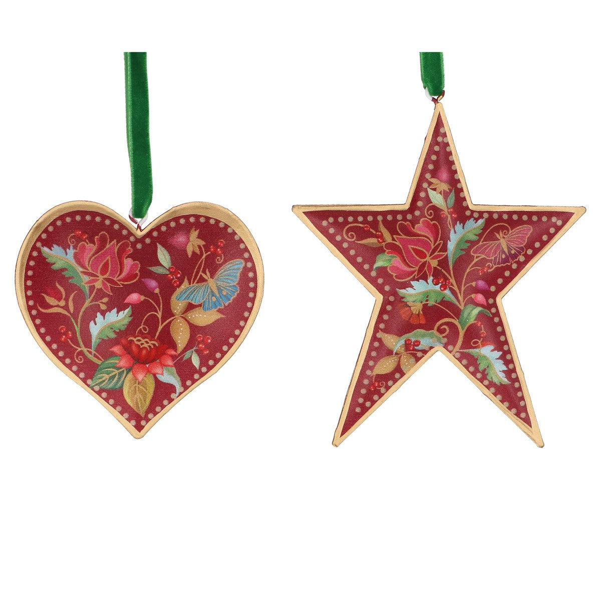 Tin Heart/Star, 11cm - Burgundy/Floribunda - Shape Choice | Annie Mo's