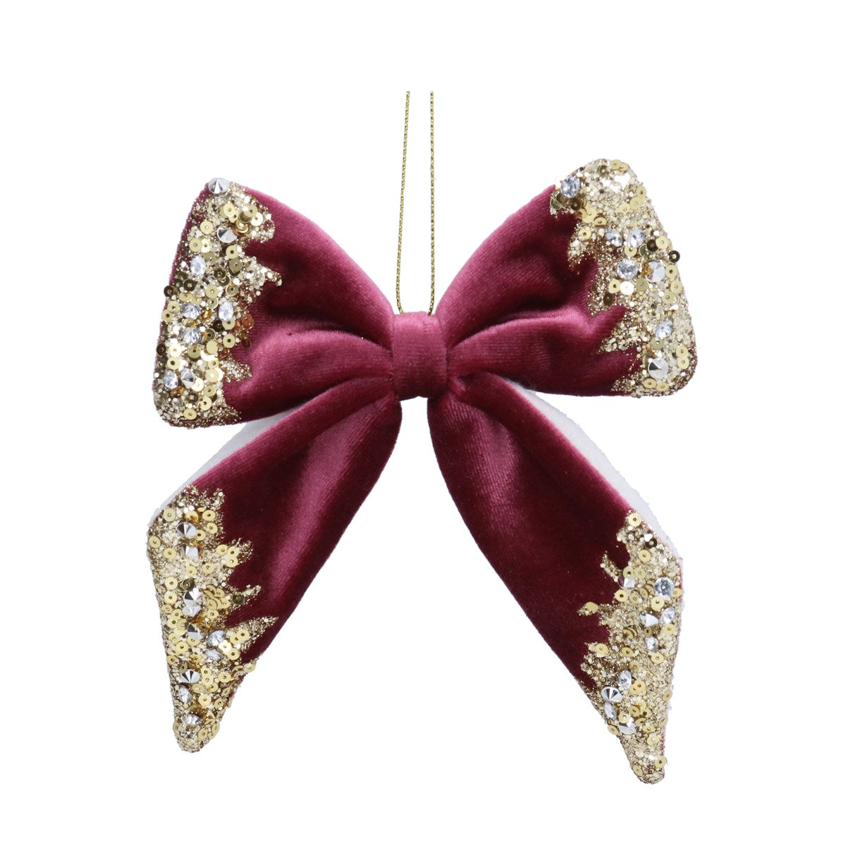 Velvet Bow, 16cm - Deep Pink with Gold Trim | Annie Mo's