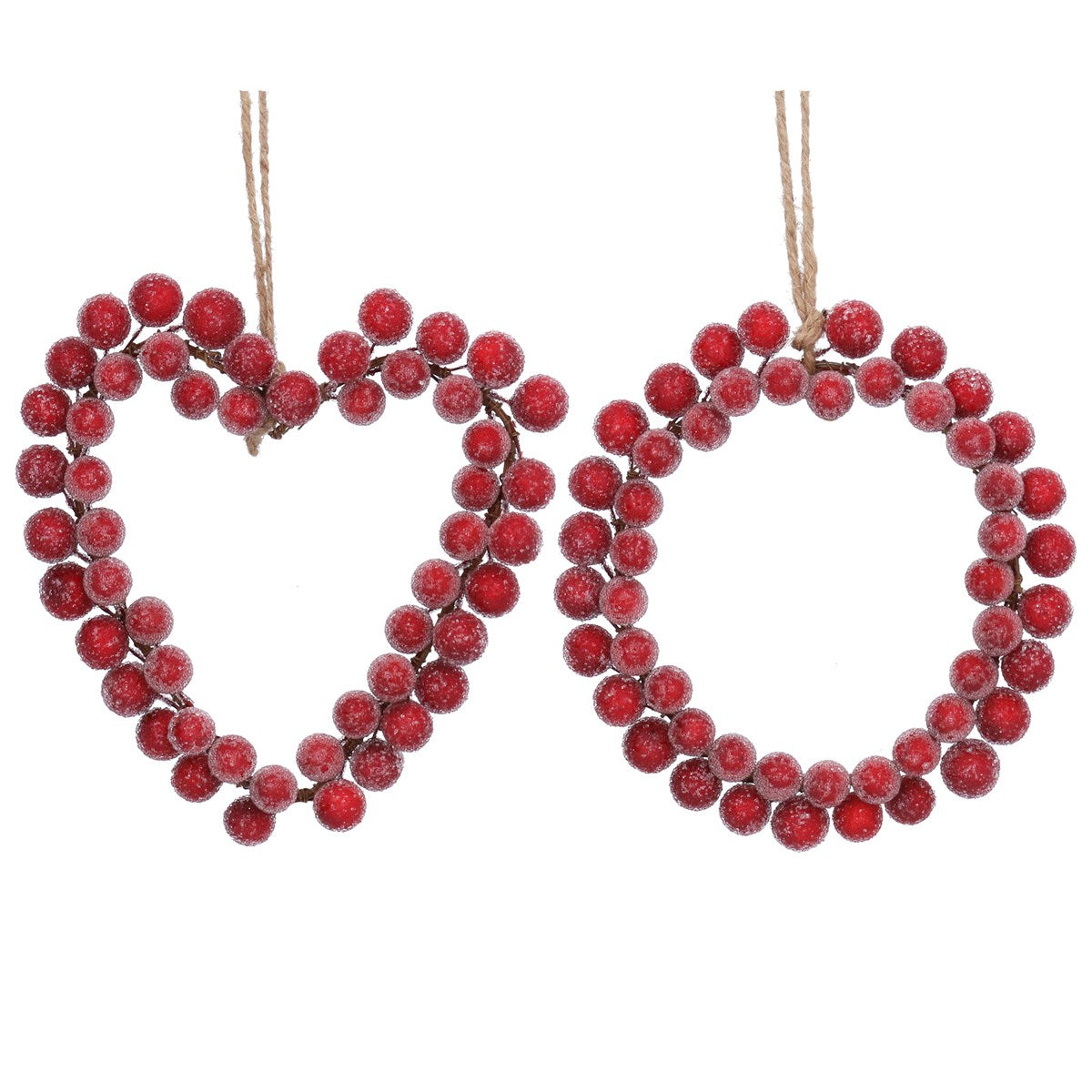 Red Berry Heart/Wreath Decoration, Choice of Style