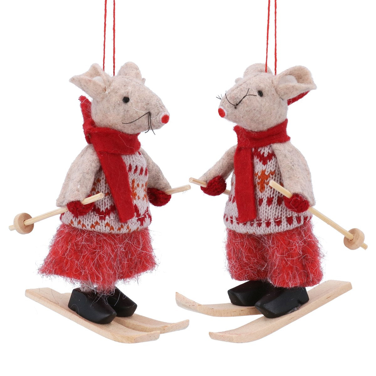 Fabric Decoration 11cm - Mr/Mrs Skiing Mouse - Style Choice | Annie Mo's