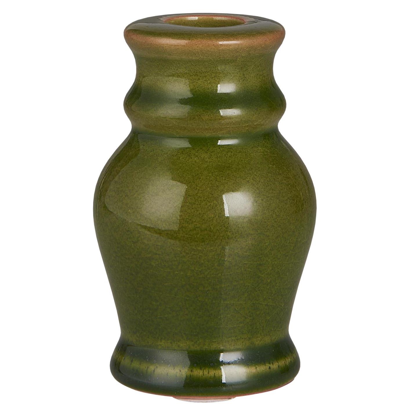 Glazed Moss Green Dinner Candle Holder 10cm | Annie Mo's