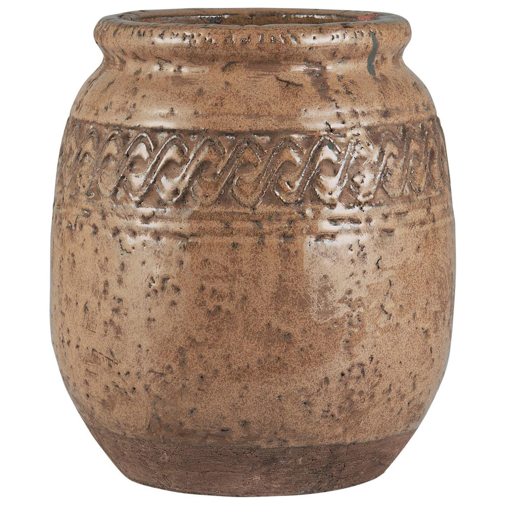 Glazed Ceramic Planter with Zig Zag Pattern 18cm | Annie Mo's C