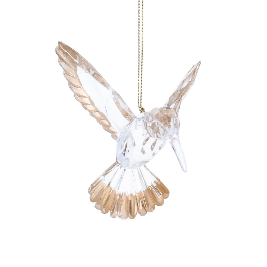 Acrylic Clear Hummingbird with Golden Wings 11cm | Annie Mo's