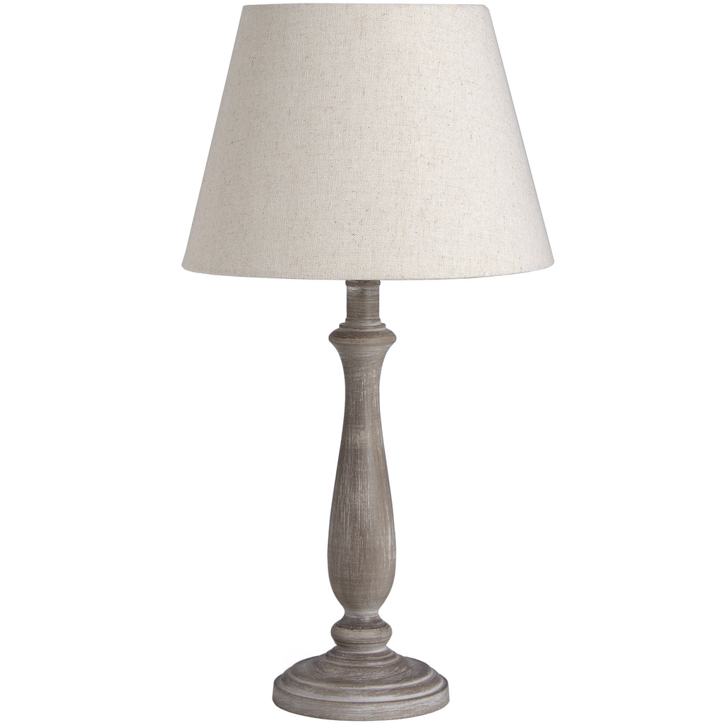 Washed Wood Table Lamp with Shade 53cm