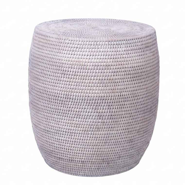 Natural White Wash Rattan Round Lamp Table 45cm