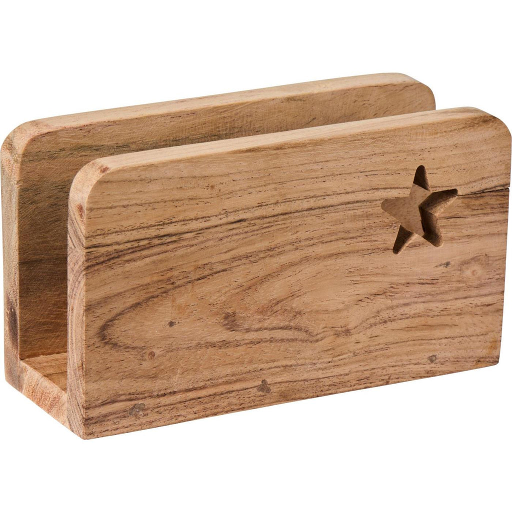 Acacia Wood Napkin Holder with Carved Star 14cm | Annie Mo's