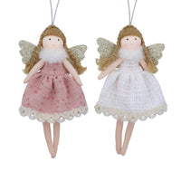 Two Assorted Pink and White Lace Fairies 17cm | Annie Mo's