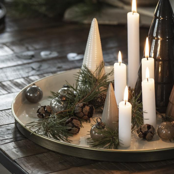 Bag with Eight Mini Grey Glass Baubles 4cm