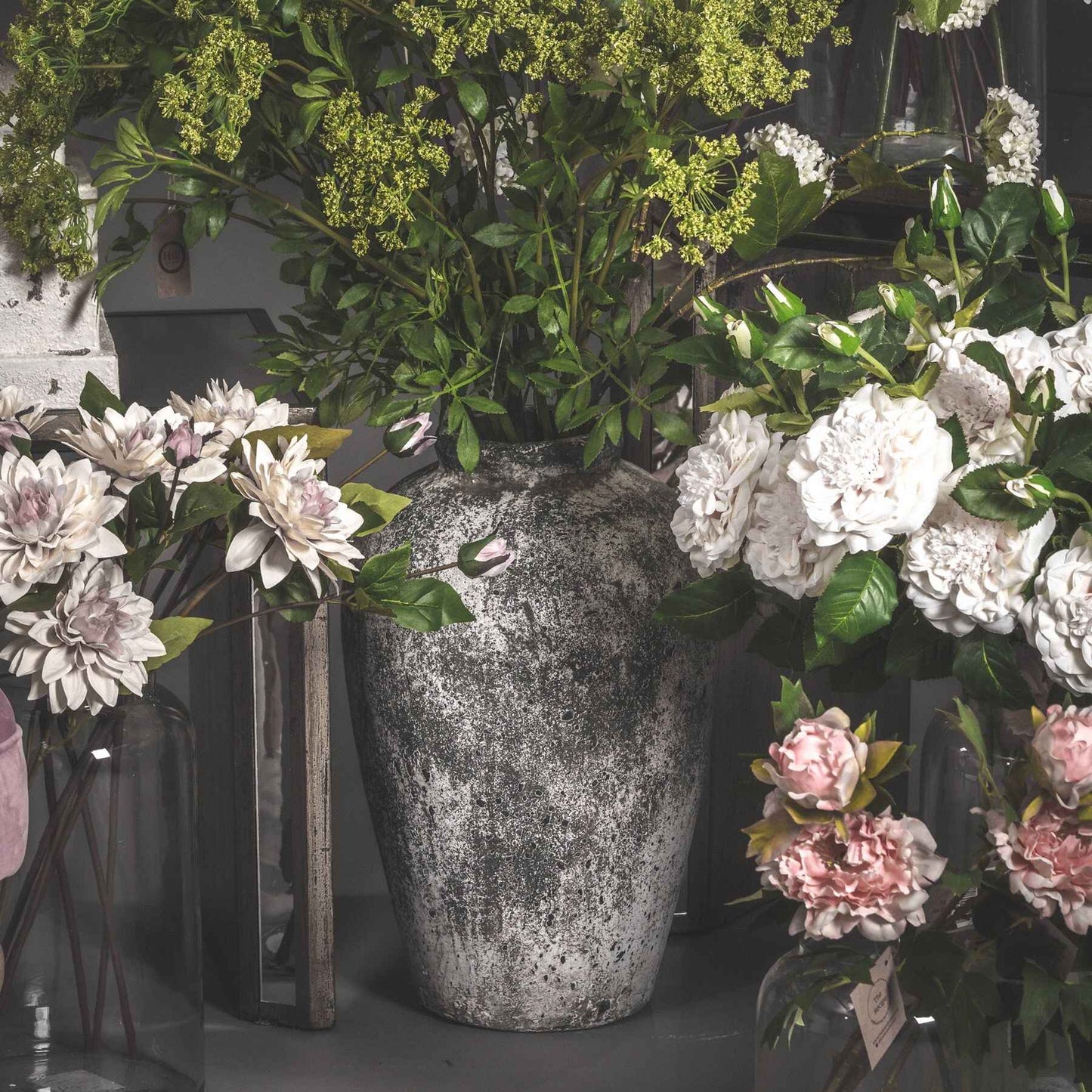 Aged Stone Look Tall Ceramic Vase 45cm-B