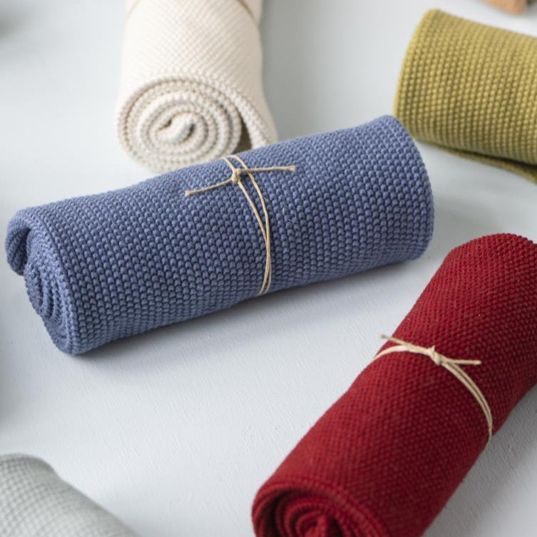 Cornflower Blue Knitted Hand Knitted Hand Towel