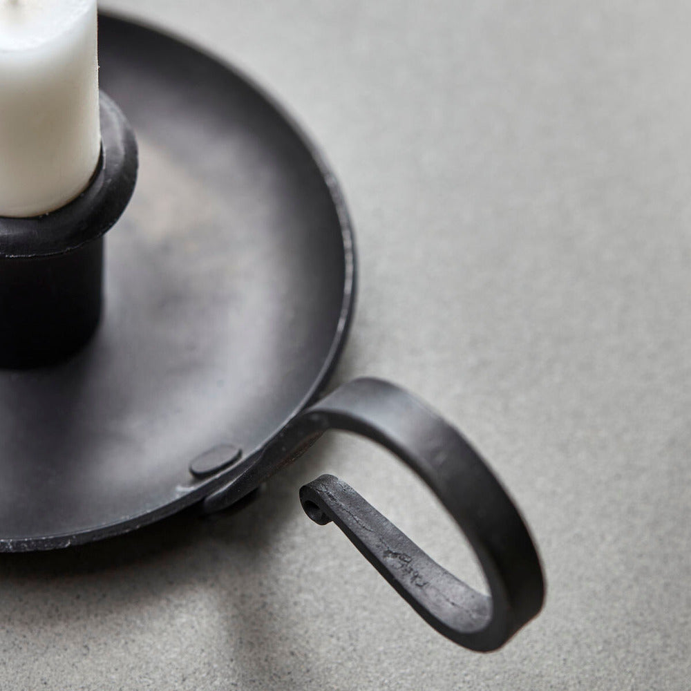 Grab Black Metal Candle Holder 15cm