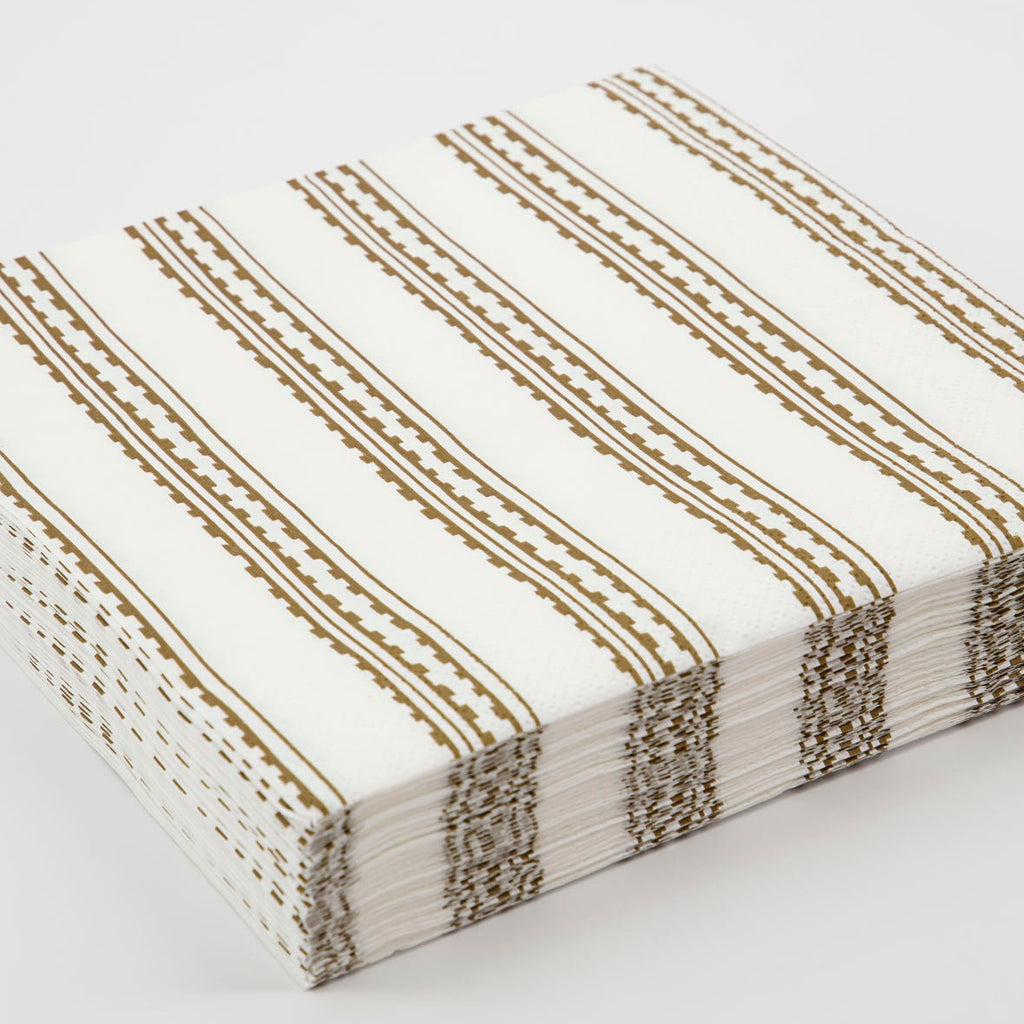 Yellow Brown Napkins 20x20cm Set of 40