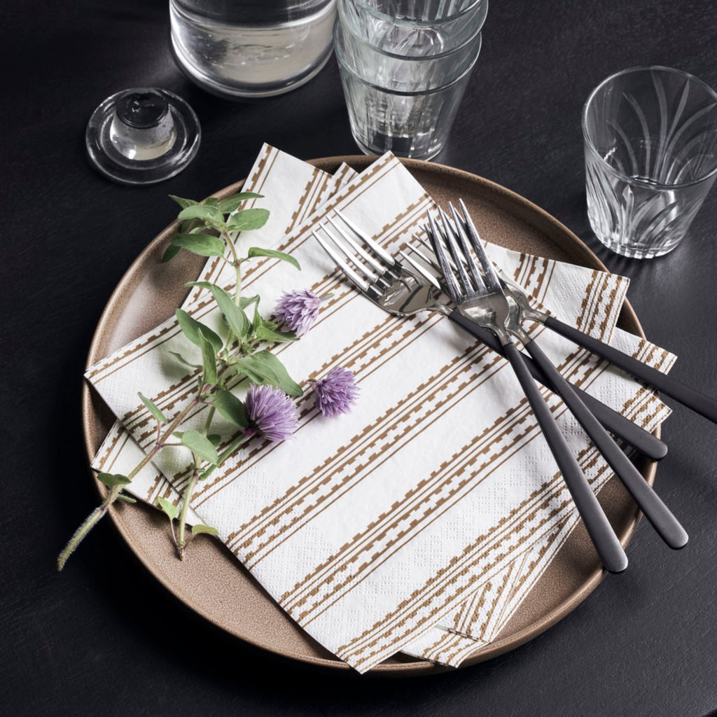 Yellow Brown Napkins 20x20cm Set of 40 | Annie Mo's