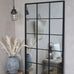 Factory Mirror in Antique Black Metal 180cm
