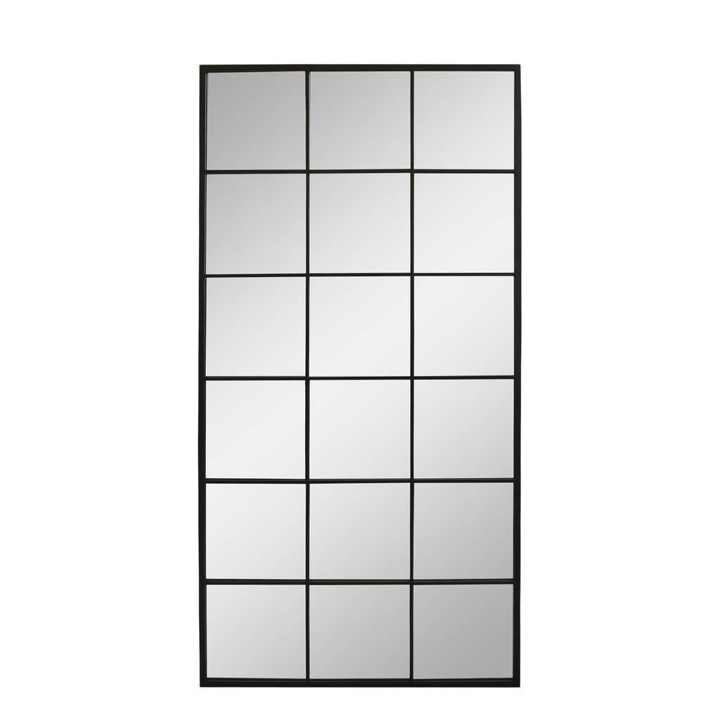 Factory Mirror in Antique Black Metal 180cm | Annie Mo's