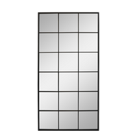 Factory Mirror in Antique Black Metal 180cm | Annie Mo's