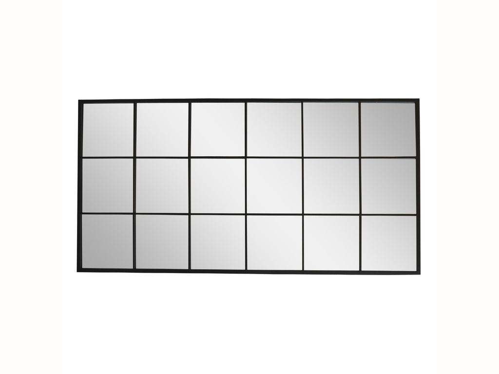 Factory Mirror in Antique Black Metal 180cm