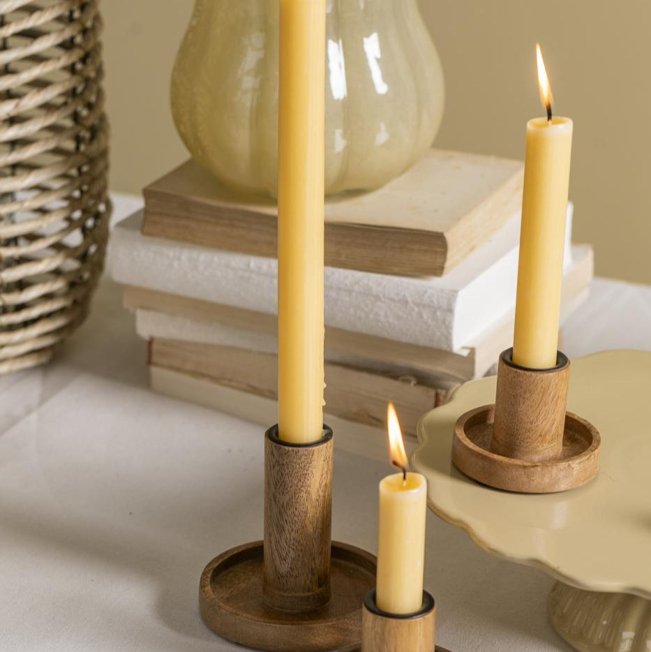 Yellow Rustic Dinner Candle 18cm
