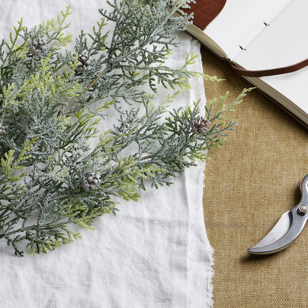 Frosted Pine Tall Stem With Pinecones 77cm