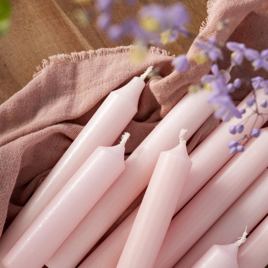 Light Pink Rustic Dinner Candle 18cm | Annie Mo's