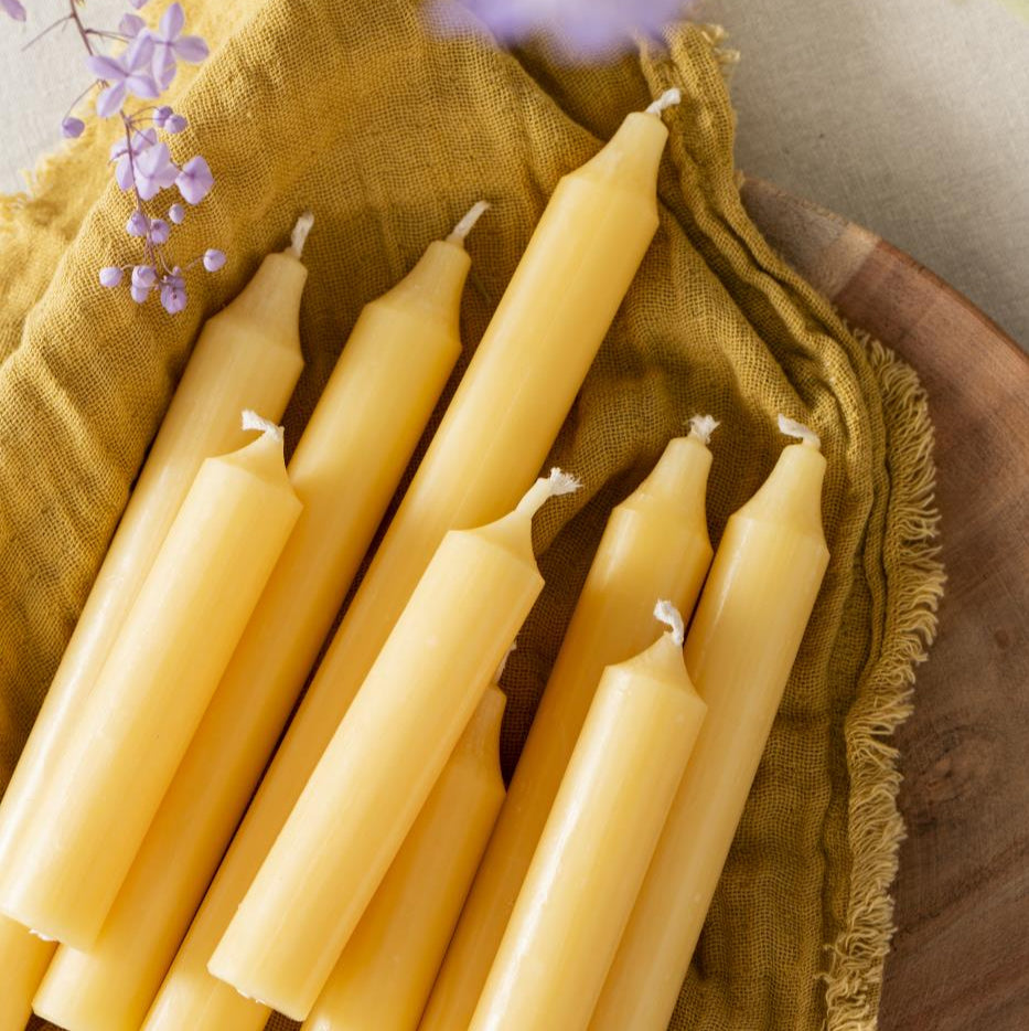 Yellow Rustic Dinner Candle 18cm