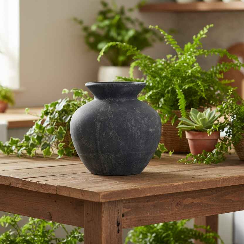 Amalfi Grey Stone Look Vase 30cm | Annie Mo's