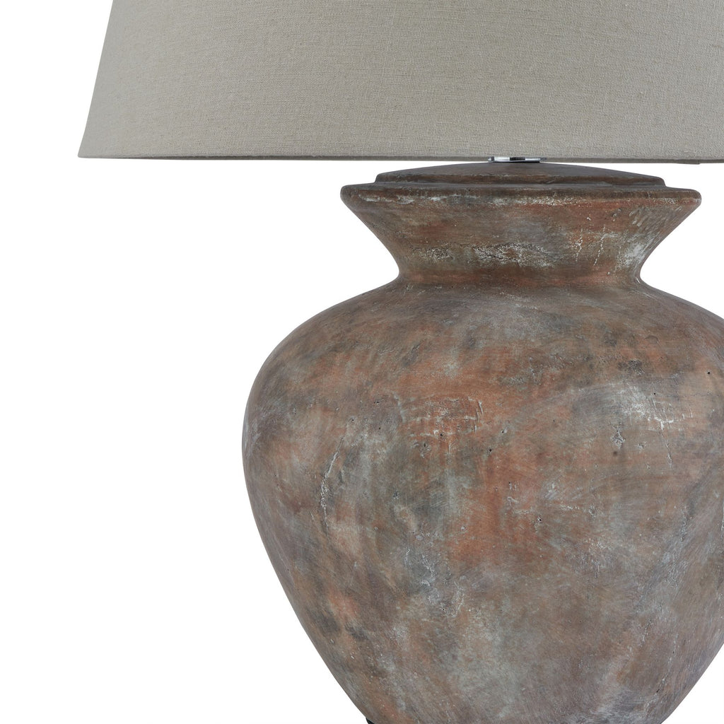 Siena Brown Round Table Lamp With Linen Shade 63cm
