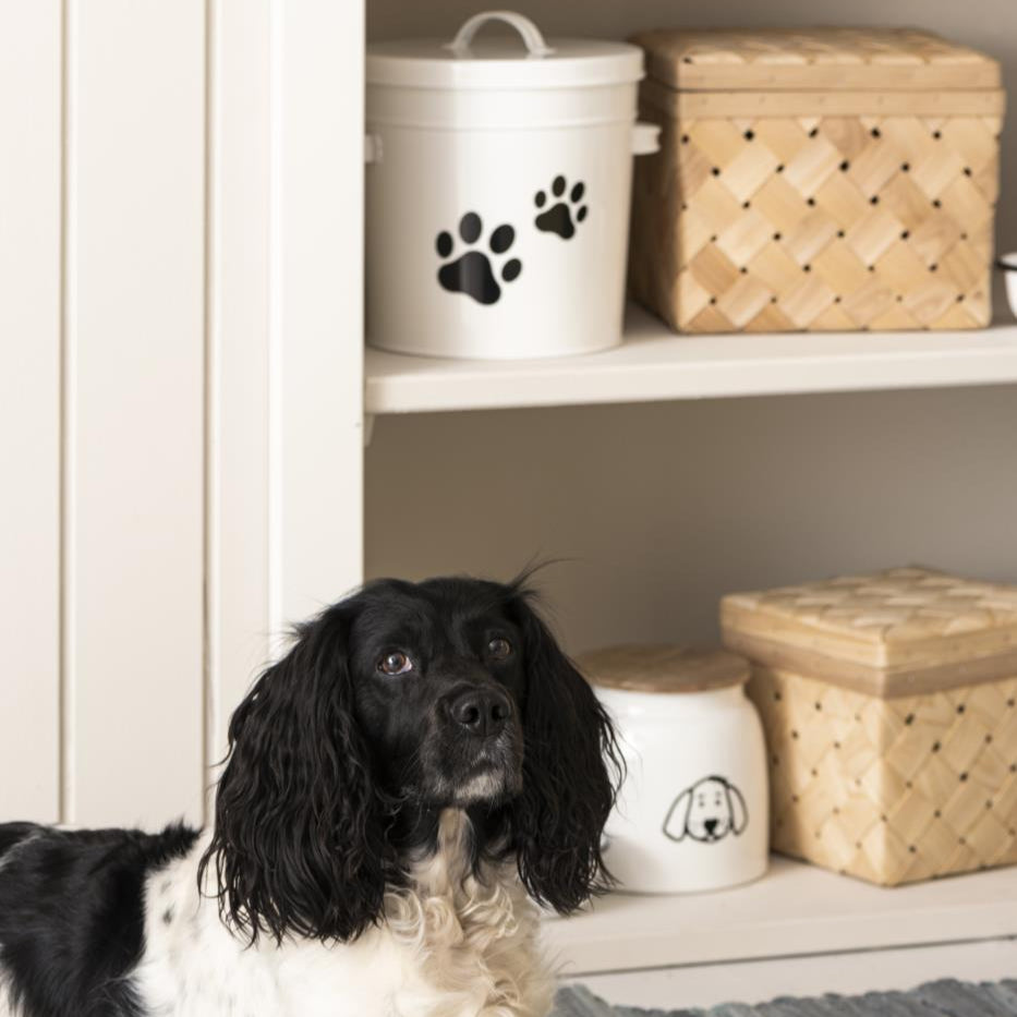 Canister for Dog Food White with Wooden Lid 2.2 litre