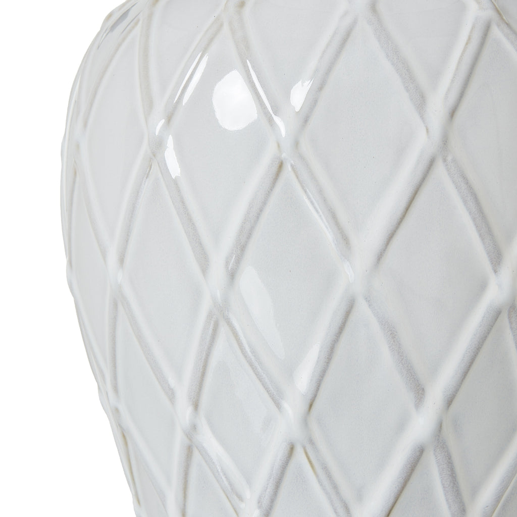 White Ceramic Ginger Jar Lamp With Linen Shade 64cm