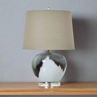 Grey Glass Table Lamp With Linen Shade 50cm | Annie Mo's