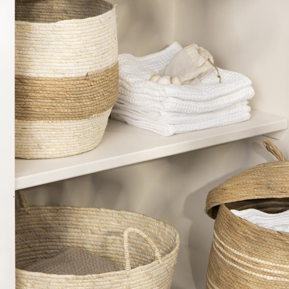 Set of Three Cream and Natural Stripe Corn Baskets | Annie Mo's E