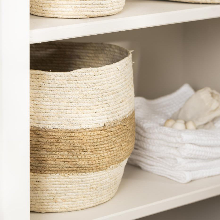 Set of Three Cream and Natural Stripe Corn Baskets | Annie Mo's F