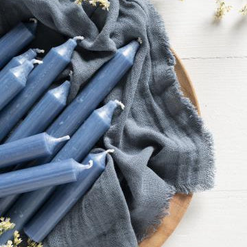 Short Rustic Dusty Blue Dinner Candle 11cm