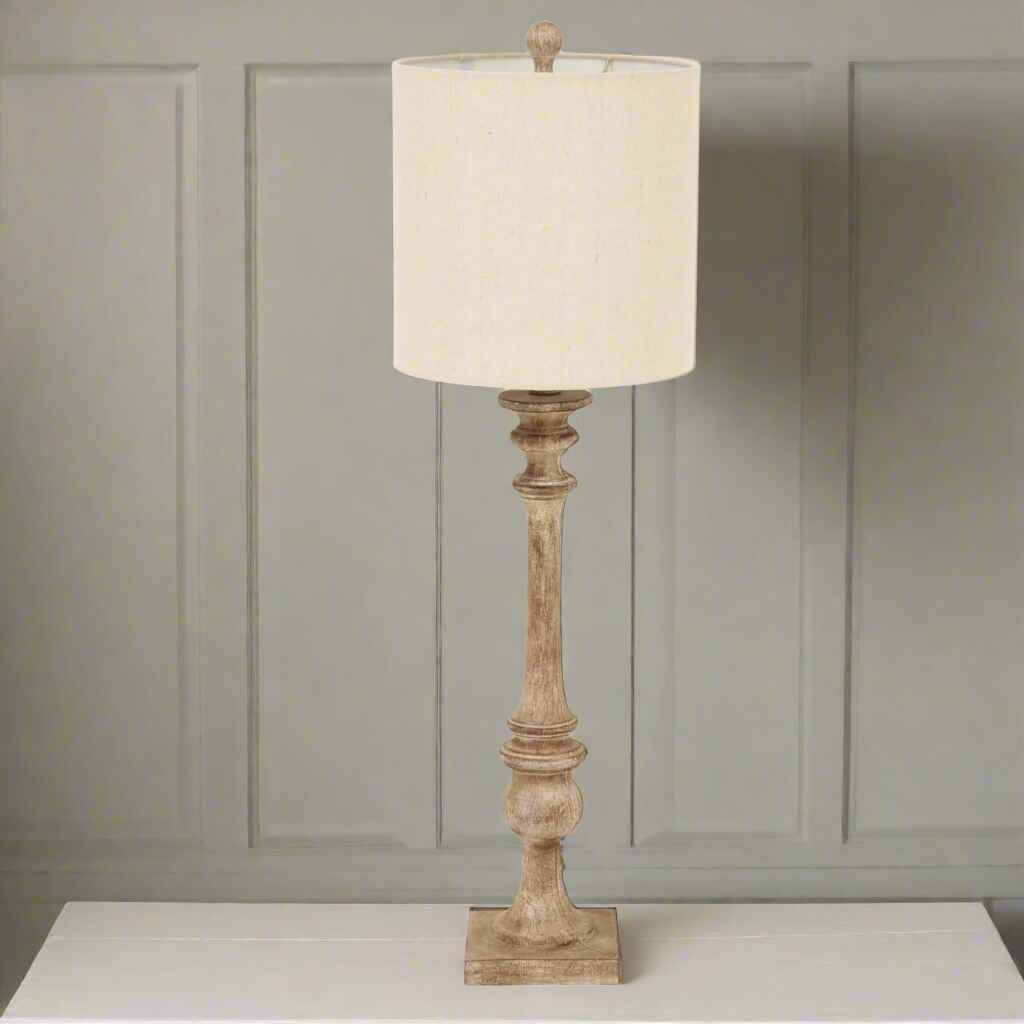 Candlestick Table Lamp With Linen Shade 81cm | Annie Mo's