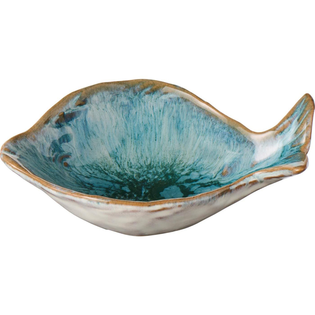 Mini Fish Shaped Bowl in Ocean Blue Glaze 11cm Style Two | Annie Mo's